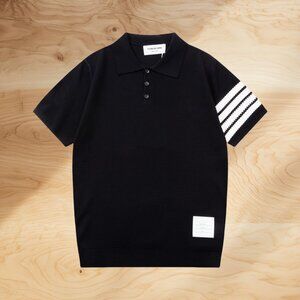 Thom Browne Black Knit Polo Shirt